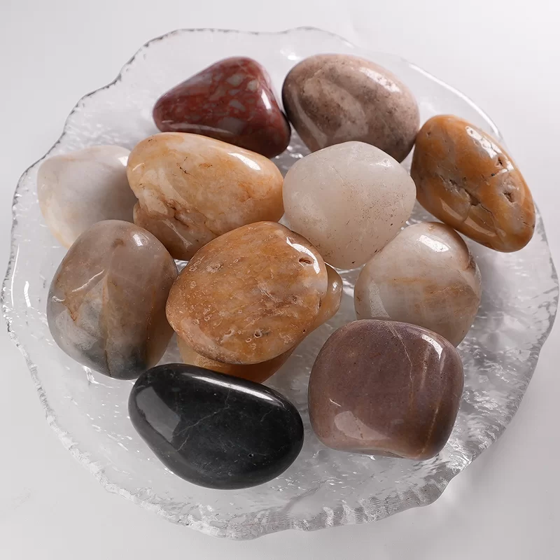 Natierlech faarweg / wäiss / schwaarz / giel Cobble Stones Fir Park Aménageieren